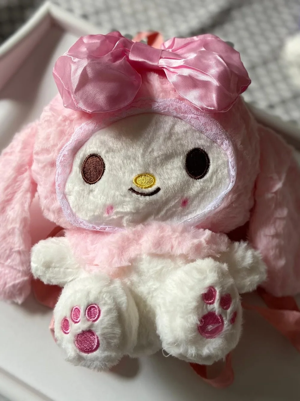 Backpack My Melody-Kuromi,Cute Face & Paw Details.